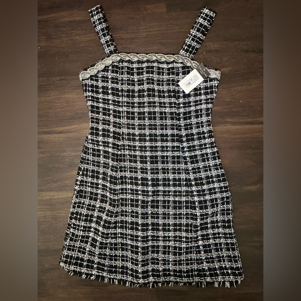 Tahari Black and White Plaid Mini Dress #C41